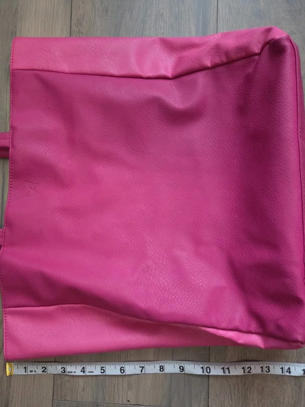 Hanae Mori Parfums Pink Butterfly Faux Leather Embossed Logo Shoulder Tote